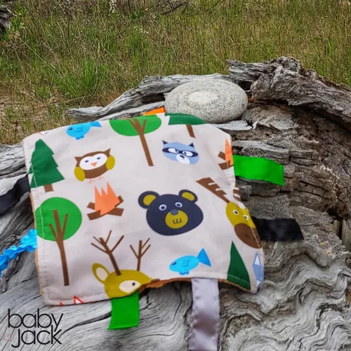 Miniatura 7 de Baby Jack & Co - Juguetes para bebés de 8 x 8 pulgadas, diseño de animales del bosque y la boca abajo, juguetes arrugados para desarrollar 5
