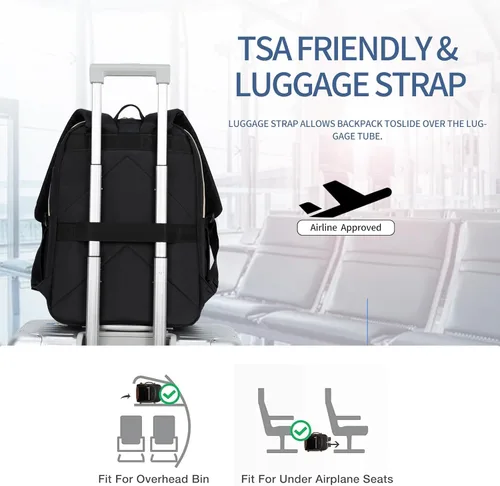 Miniatura 6 de EMPSIGN Mochila Bolso para Laptop para Mujeres y Hombres con Puerto de Carga USB, Mochila de Viaje Resistente al Agua Acolchada de 15.6 Pulgadas