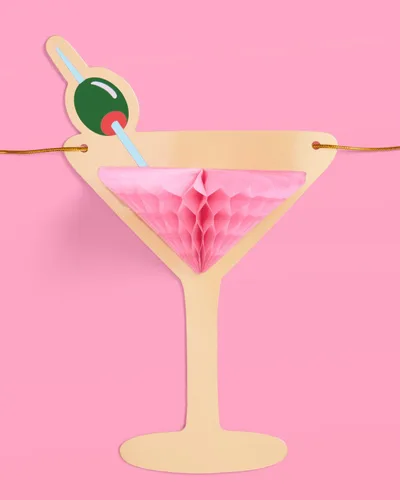 Miniatura 5 de xo, Fetti Cartel de papel de aluminio dorado desplegable 3D de Martini – 5 pies Decoración de despedida de soltera, cartel de fiesta