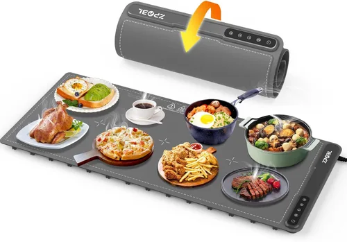 Miniatura 9 de Tapete de calentamiento para alimentos - Bandeja eléctrica de calentamiento de alimentos (24 x 16 pulgadas), calentamiento rápido de superficie