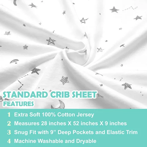 Miniatura 10 de American Baby Company Paquete de 3 sábanas bajeras para cuna 100% algodón natural de 52" x 28" - Suaves, transpirables, hipoalergénicas y delicadas