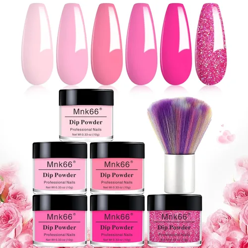 Miniatura 11 de Juego de polvo de inmersión de 6 colores, set de colores para uñas con vino tinto oscuro, rojo oscuro, naranja, set de polvo de inmersión para uñas
