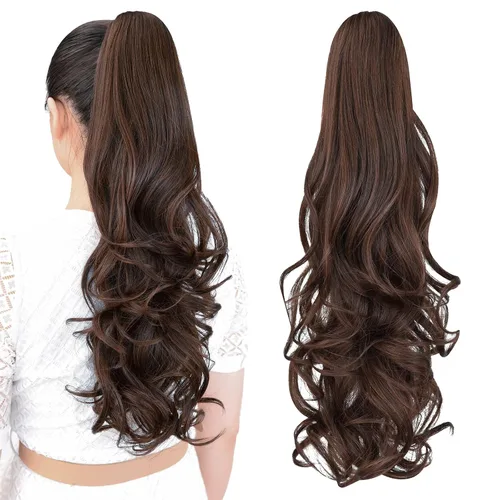 Miniatura 23 de Extensión de cola de caballo, extensiones de cabello con clip de garra de 24 pulgadas, extensiones de cabello largo y lacio, extensión de cabello