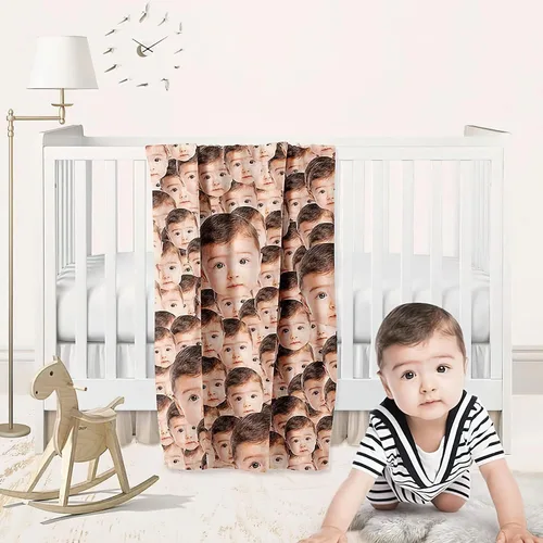 Miniatura 6 de Manta con foto personalizada, caras personalizadas en todas partes, manta divertida de felpa súper suave para sofá, cama, sofá, estaciones cálidas