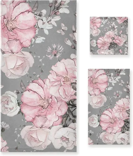 Miniatura 17 de ALAZA Juego de 3 toallas de baño de flores de iris de mariposa morada, 1 toalla de baño, 1 toalla de mano, 1 toallita decorativa, suave, de lujo