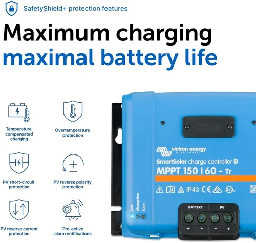Miniatura 8 de Victron Energy SmartSolar MPPT Tr - Controlador de carga solar (Bluetooth), controladores de carga para paneles solares, 150 V, 60 amperios