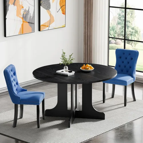 Miniatura 88 de Juego de mesa de comedor de mármol sintético blanco para 6 personas, juego de mesa de comedor extensible de 7 piezas de 63 a 78.74 pulgadas con 6