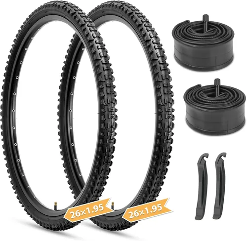Miniatura 10 de Hycline Juego de neumáticos para bicicleta de montaña: 2 unidades de 20/24/26x1.95 pulgadas de repuesto plegables de alta densidad para bicicletas
