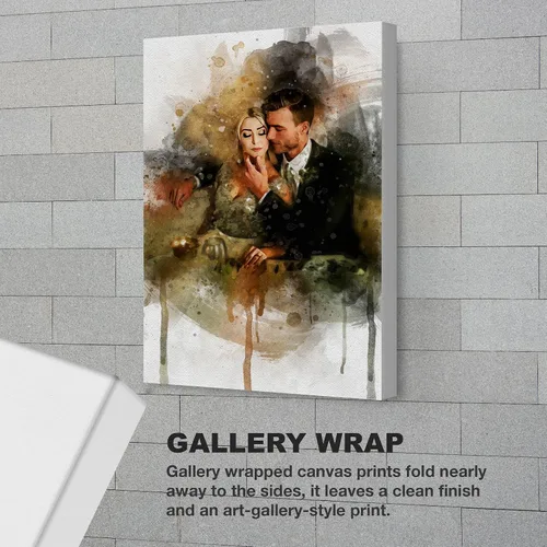 Miniatura 4 de Awesometik Lienzo de retrato de acuarela de foto, impresión de ilustración de boda, obra de arte personalizada, arte de acuarela, arte de pared
