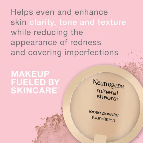 Miniatura 2 de Neutrogena Mineral Sheers - Base de maquillaje ligera en polvo suelto con vitaminas A, C y E, cobertura transparente a media, mejorador del tono
