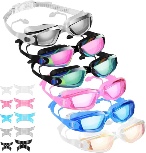 Fabbay Paquete de 6 gafas de natación antivaho sin fugas, protección completa, para adultos, mujeres, hombres y jóvenes Bright Color