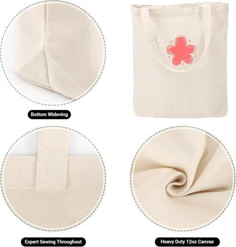 Miniatura 3 de Segarty Bolsa de lona pequeña, paquete de 6 bolsas de lona en blanco de 15 x 16 pulgadas para mujer, bolsa lisa reutilizable con algodón natural