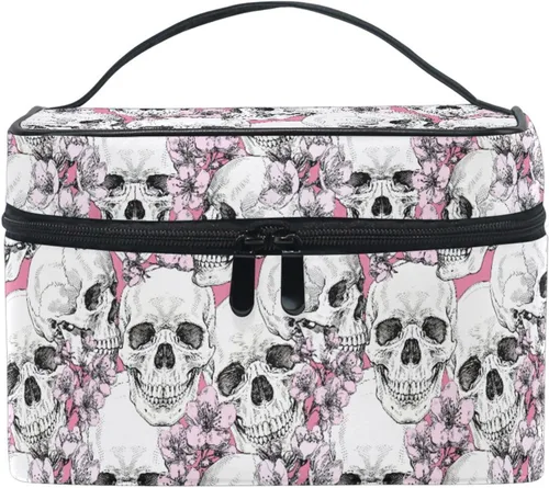 Miniatura 38 de Bolsa de maquillaje, bolsa organizadora de maquillaje de viaje con estampado de leopardo rosa, neceser para niñas, mujeres y mujeres, Geométrico 115