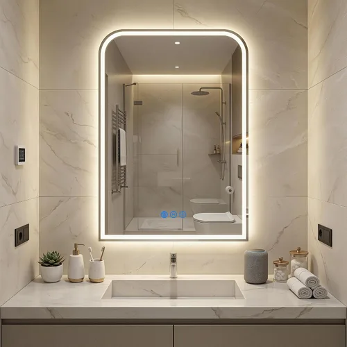 Miniatura 32 de Antok Espejo LED de baño, espejo LED con luces para baño, espejos de tocador iluminados para pared, antivaho, regulable, vidrio templado, función