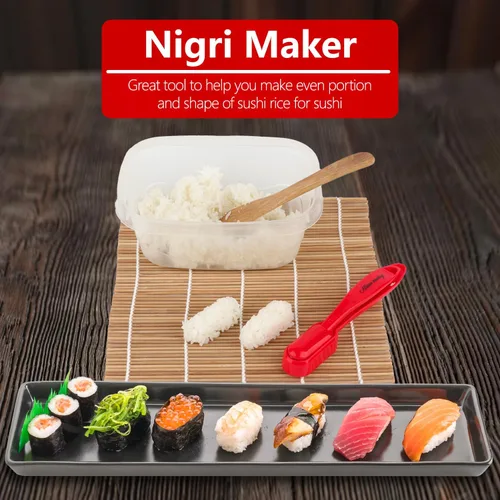 Miniatura 13 de Albino monkey Kit de fabricación de sushi con cuchillo Pro Sashimi – Rollo de más de 10 tipos de sushi – Bazuca de sushi, bambú + alfombrillas aptas