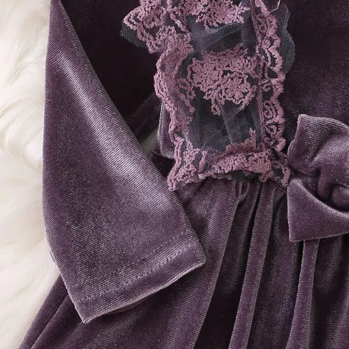Miniatura 102 de IDOPIP Vestido tutú de terciopelo para niñas pequeñas, vestido de manga larga para princesa, Navidad, cumpleaños, fiesta, boda, vestidos de otoño e