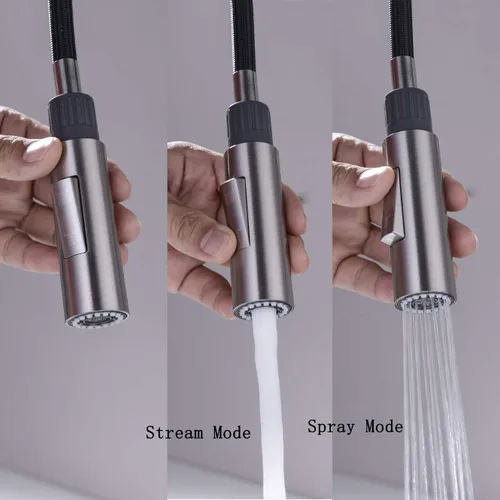Miniatura 4 de Cabezal rociador extraíble para grifo de cocina, cabezal de repuesto de grifo de cocina de 2 funciones en forma de columna, 1.8 GPM G1/2 (no NPT1/2)