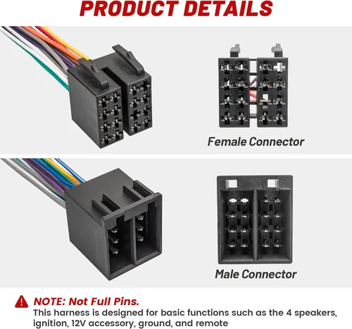Miniatura 3 de RED WOLF Adaptador de arnés de cableado de radio ISO de 16 pines macho y hembra para Freightliner 2004-2021, Volvo 2004-2016, conector estéreo