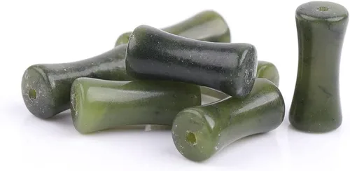 Miniatura 8 de JOE FOREMAN 30 cuentas naturales de jade verde oscuro de 0.197 x 0.472 in, cuentas de hueso de nudo de bambú para hacer joyas, energía energía Jade