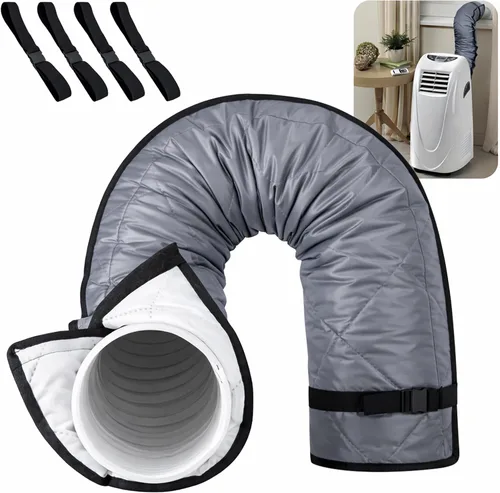 Miniatura 13 de Tlswshsy Funda acolchada para manguera de aire acondicionado, cubierta de manguera con aislamiento de CA con 4 correas de hebilla ajustables, funda