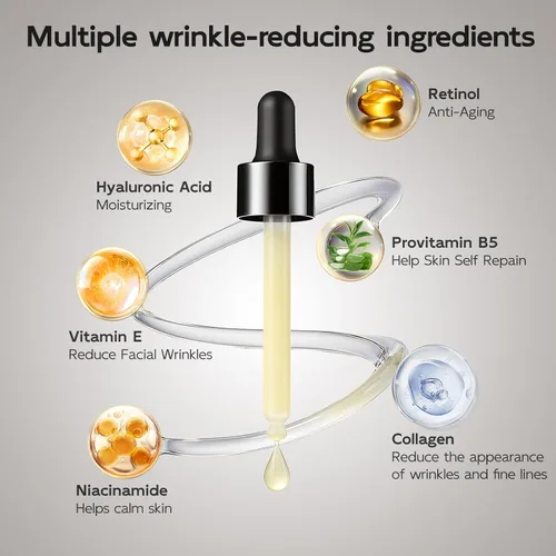 Miniatura 4 de Suero de retinol para cara y cuello, antienvejecimiento B5 suero facial rejuvenecedor con niacinamida + colágeno + ácido hialurónico, suaviza