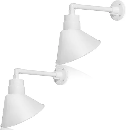 Miniatura 16 de Lámpara de señal de cuello de cisne con pantalla angular negra satinada de 10 pulgadas con brazo de extensión largo de 22 pulgadas, aplique de pared