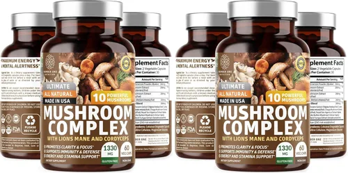 Miniatura 8 de Complejo de hongos N1N Premium [10 hongos potentes] con Reishi, melena de león, cordyceps, chaga, cola de pavo y maitake para apoyar la salud