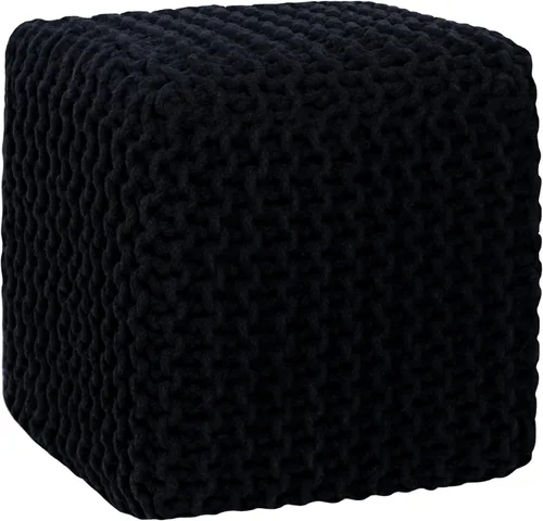 Miniatura 14 de Puf Cotton Craft tejido a mano con estilo de cable Dori Pouf, otomano para el piso, 100 % algodón trenzado, hecho y cosido a mano, un asiento único