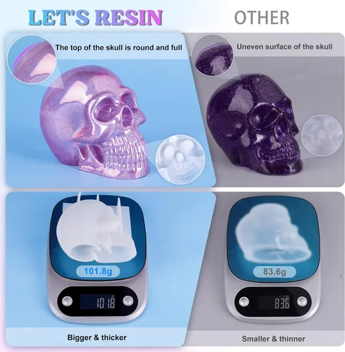 Miniatura 4 de LET'S RESIN Moldes de silicona 3D con forma de calavera grande, molde de resina epoxi de calavera de esqueleto para hacer velas, decoración del 1