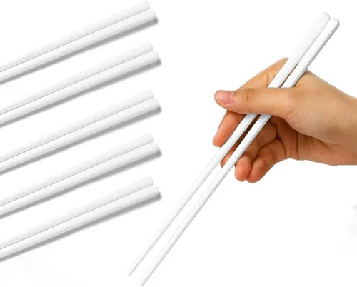 Miniatura 9 de LEETOYI Juego de 5 palillos de cerámica, palillos chinos de porcelana fáciles de limpiar, 9.6 pulgadas (negro)