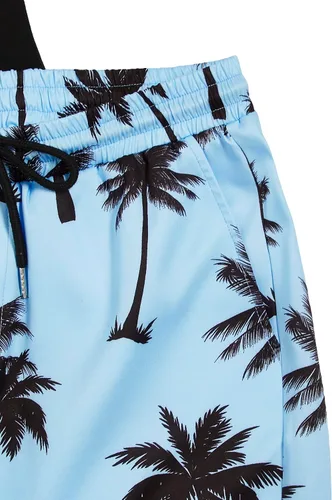 Miniatura 59 de GORGLITTER Conjunto de 2 piezas de camiseta gráfica de manga corta para hombre, estampado hawaiano con cordón y pantalones cortos