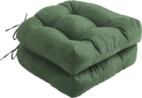 Miniatura 19 de IPYNBAP Juego de 2 cojines para sillas de exterior, cojines para sillas de patio con lazos, 17x17+4" cojines de asiento acolchados para exteriores