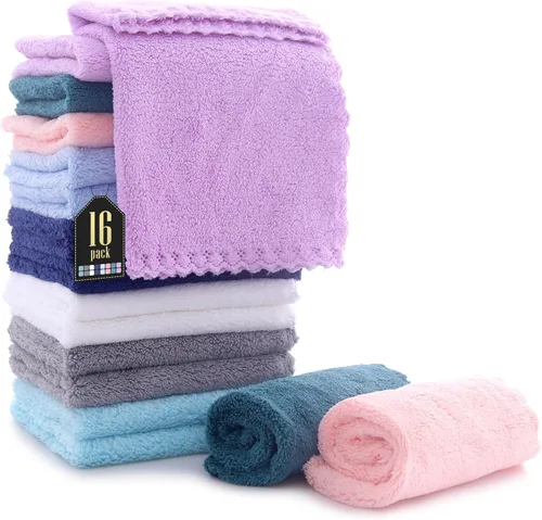 Miniatura 22 de Paquete de 16 paños para bebé, forro polar coral de lujo, extra absorbentes y suaves, para recién nacidos, bebés y niños pequeños, adecuados