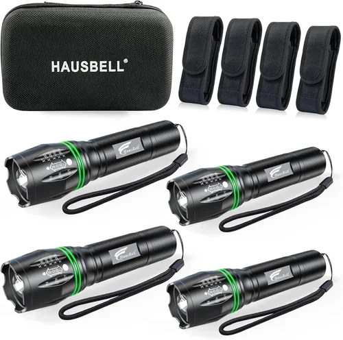 Miniatura 10 de HAUSBELL T8 Linternas led brillantes y tácticas mejoradas, con acercamiento, lúmenes altos y cinco modos, accesorios de campamento, paquete de 2 T8