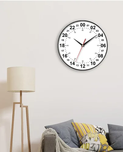 Miniatura 6 de Reloj de pared de 24 horas, reloj de pared redondo de 12 pulgadas, fácil de leer, esfera blanca, estilo moderno y simple, reloj de decoración