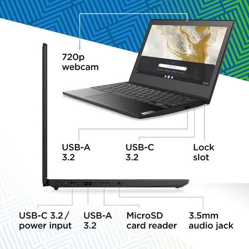 Miniatura 5 de Lenovo IdeaPad 3 11 Chromebook - Laptop de 11.6 pulgadas, pantalla HD de 11.6 pulgadas (1366 x 768), procesador Intel Celeron N4020, 4GB RAM LPDDR4
