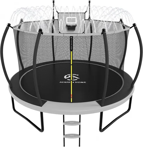Miniatura 10 de ACWARMHOME - Trampolín para exteriores de 16 pies, 15 pies, 14 pies, 12 pies, 10 pies, 8 pies con recinto, marco recubierto antioxidante