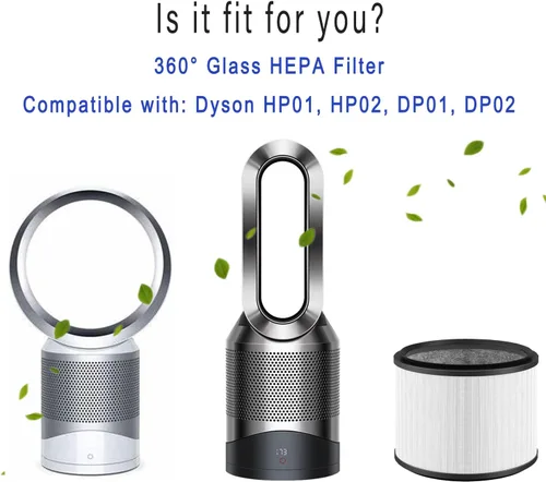 Miniatura 2 de Filtro de repuesto HP01 HP02 actualizado para Dyson Fan HP01 HP02 DP01 DP02, filtro de vidrio H13 True HEPA de 360° para purificadores de escritorio