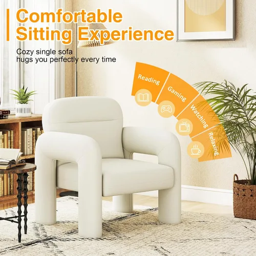 Miniatura 4 de LSSPAID Sillas decorativas, sillones tapizados de tela de línea moderna, cómoda silla de lectura para ocio, sillón individual esponjoso para sala