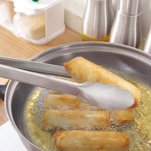 Miniatura 8 de Pinzas de cocina de acero inoxidable 304, juego de 2 pinzas resistentes de 9 y 12 pulgadas para asar a la parrilla, con bloqueo cepillado y agarre