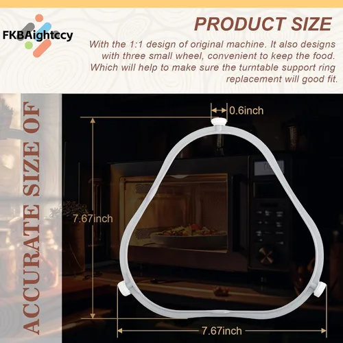 Miniatura 5 de 1 Uds. W11252182 para Whirlpool Microondas Anillo de reemplazo con rodillos 8206227 Soporte de bandeja de vidrio para microondas Amana Kenmore