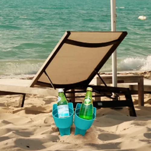 Miniatura 9 de Portavasos para la playa Home Queen con bolsillo, soporte multifuncional para arena para bebidas, teléfono, gafas de sol y llaves, accesorio