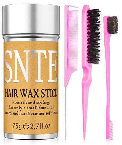 Barra de cera para el cabello y cepillo para el cabello de espalda resbaladiza – Control de encrespamiento para mujeres y niños, no grasa y sin