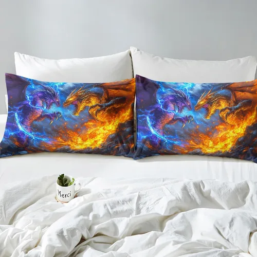 Miniatura 5 de Erosebridal Monster Bedding - Juego de sábanas de tamaño individual con diseño de dragón mágico para niños y hombres, juego de cama ajustable