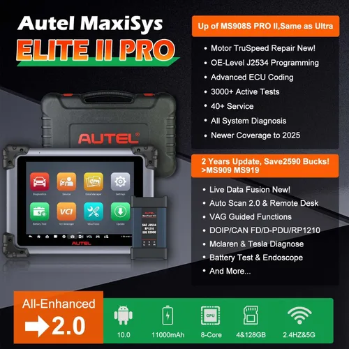 Miniatura 2 de Autel Escáner de diagnóstico MaxiSys Elite II Pro 2026, herramienta de programación ECU J2534 (como Ultra/MS908S PRO II), CAN FD y DoIP, control