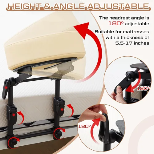Miniatura 3 de Qunclay Reposacabezas de masaje ajustable para cama, colchón portátil de masaje con cojín de almohada suave, almohada boca abajo después de cirugía