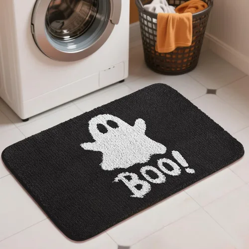 Miniatura 6 de Alfombra de baño negra de Halloween de 20 x 32 pulgadas, tapete de baño de fantasma, tapete antideslizante para baño, alfombra de baño suave