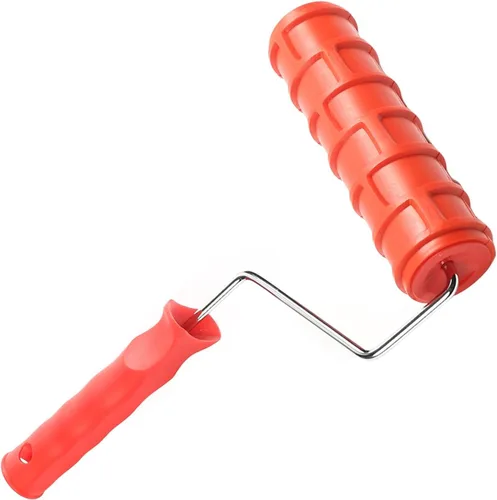 Miniatura 8 de Bettomshin 1 unids 12.598 in longitud total caucho pintura rodillo cepillo 6.890 in rojo grano pintura rodillo con mango de plástico para pared