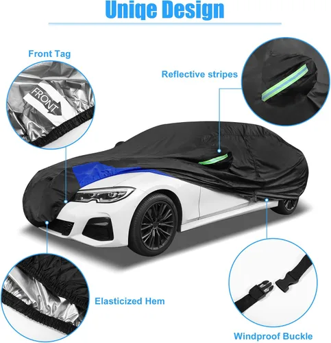 Miniatura 4 de X AUTOHAUX para Jeep Wrangler Funda de 2 Puertas Impermeable SUV para Jeep Wrangler Unlimited Sport/Sahara/Rubicon JK JL TJ YJ Protección Todo Clima