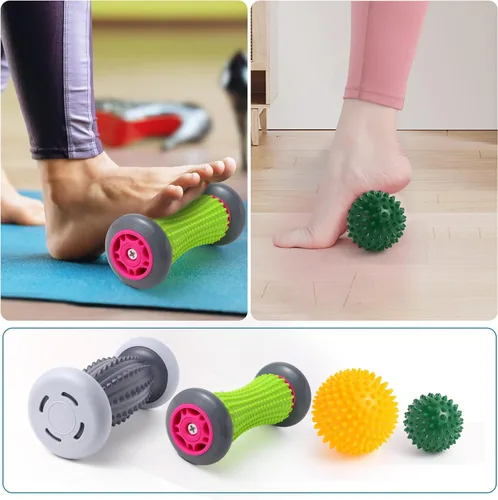 Miniatura 7 de Alivio de la fascitis plantar, rodillo de pies y masajeador para fascitis plantar, neuropatía y reflexología, rodillo de masaje de 2 pies y bola